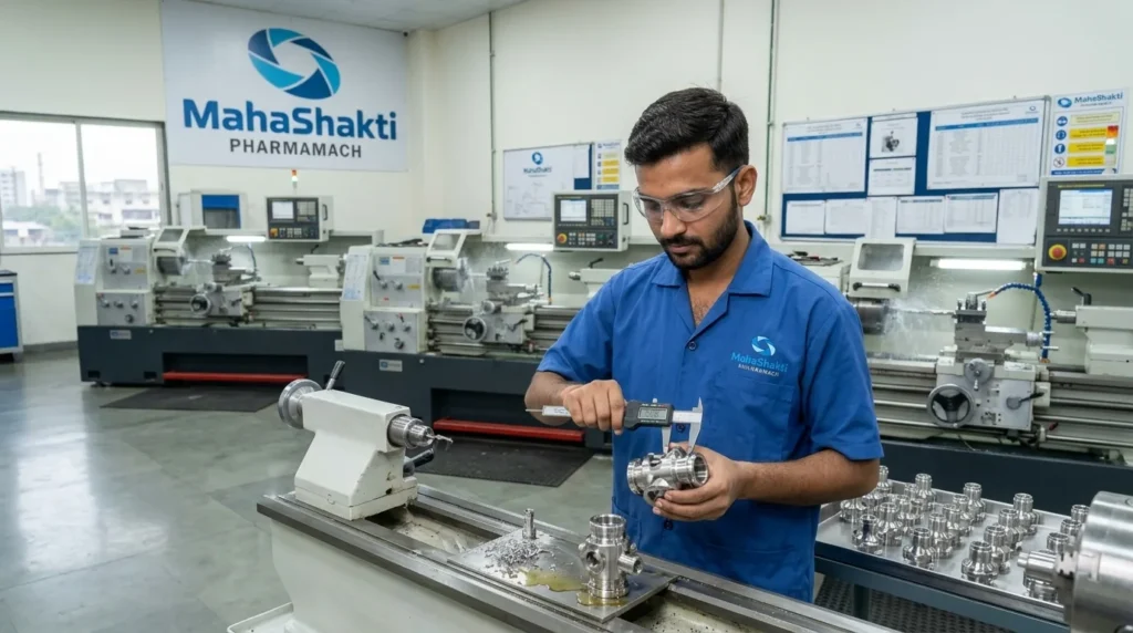 Mahashakti engineers working on spare parts 