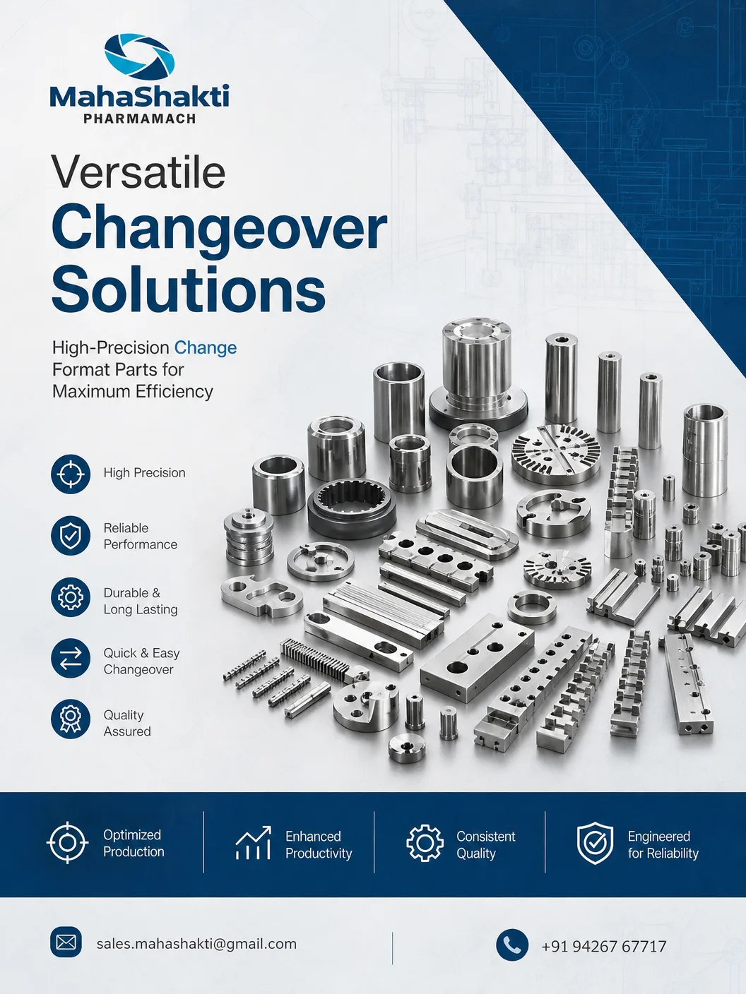 custom changeover parts for pharma machinery